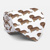 Cravate Motif de chien teckel à poil long chocolat et feu (Roulé)