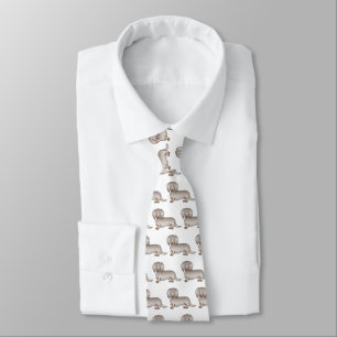Cravate Motif de chien teckel à poil long Isabella et tan
