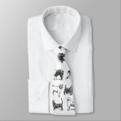 Cravate Motif de chiens Vintages noirs et blancs (Attaché)