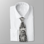 Cravate Motif de Chouette noire et blanche (Attaché)