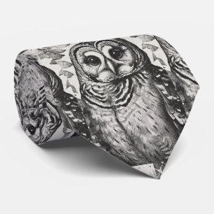 Cravate Motif de Chouette noire et blanche