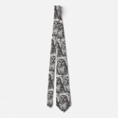 Cravate Motif de Chouette noire et blanche (Dos)