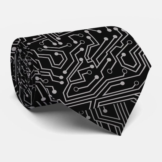 Cravate Motif de circuit connecté b Go noir (Roulé)
