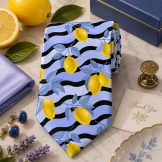 Cravate Motif de citron agrumes méditerranéen