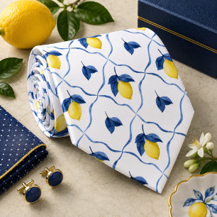 Cravate Motif de citron agrumes méditerranéen