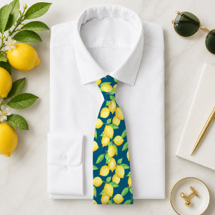 Cravate Motif de citron agrumes méditerranéen