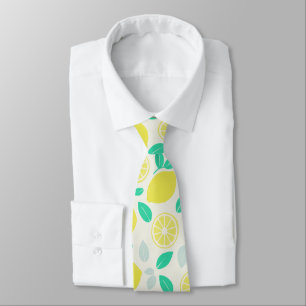 Cravate Motif de citron d'été en crème