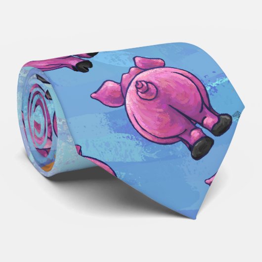 Cravate Motif de cochon de tête et de queue (Roulé)