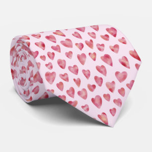 Cravate Motif de cœur d'amour aquarelle rose mignon