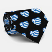 Cravate Motif de coeur du drapeau grec (Roulé)