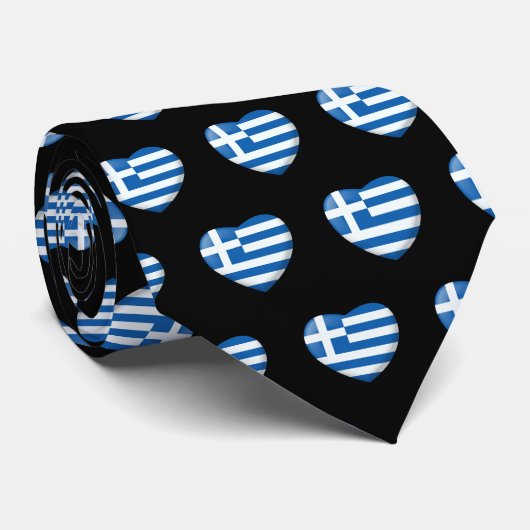 Cravate Motif de coeur du drapeau grec (Roulé)