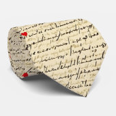 Cravate Motif de cœur moderne avec arrière-plan en script (Roulé)