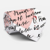 Cravate Motif de cœur moderne avec fond de script (17) (Roulé)