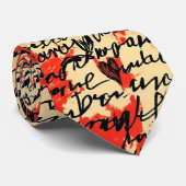 Cravate Motif de cœur moderne avec fond de script (7) (Roulé)