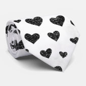 Cravate Motif de coeur noir et blanc (Roulé)