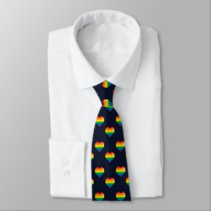 Cravate Motif de coeur Rainbow 8 Bit