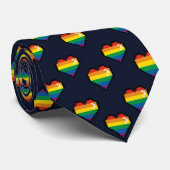 Cravate Motif de coeur Rainbow 8 bits (Roulé)