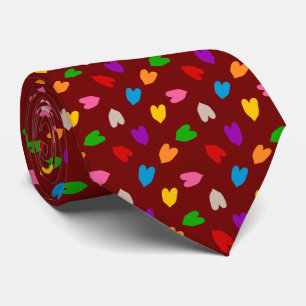 Cravate Motif de cœurs d'amour colorés rouges
