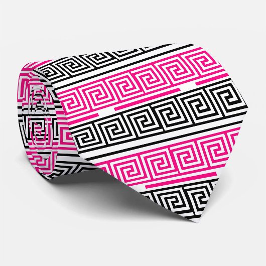 Cravate Motif de conception de touche à clé grecque rose n