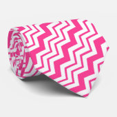 Cravate Motif de conception de zigzag chevron blanc rose  (Roulé)