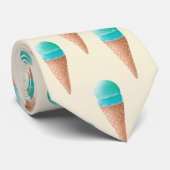 Cravate Motif de cône de glace bleu, jaune clair (Roulé)