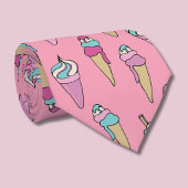 Cravate Motif de cône de glace rose