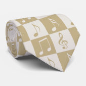 Cravate Motif de contrôle musical beige (Roulé)