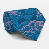 Cravate Motif De Corail Bleu Et Rose (Roulé)