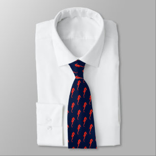 Cravate Motif de corail nautique sur bleu marine