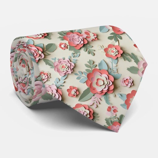 Cravate Motif de couche florale découpée en papier (Roulé)