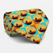 Cravate Motif de coucher de soleil de cow-boy occidental (Roulé)