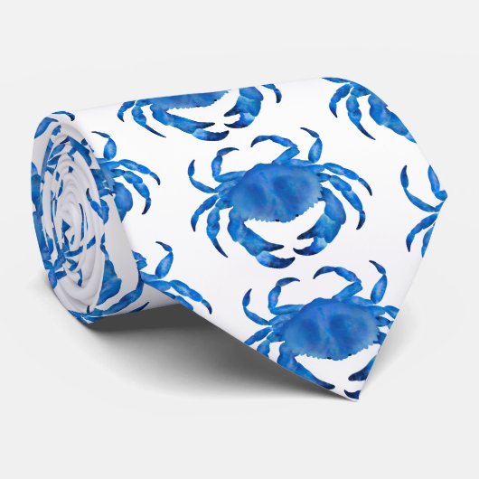Cravate Motif de crabe bleu (Roulé)