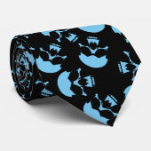 Cravate Motif de crâne noir et bleu (Roulé)