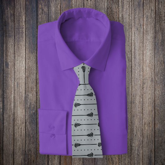 Cravate Motif de crosse gris argent Sticks et points noirs