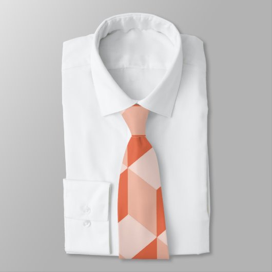 Cravate Motif de cube isométrique en corail vivant (Attaché)
