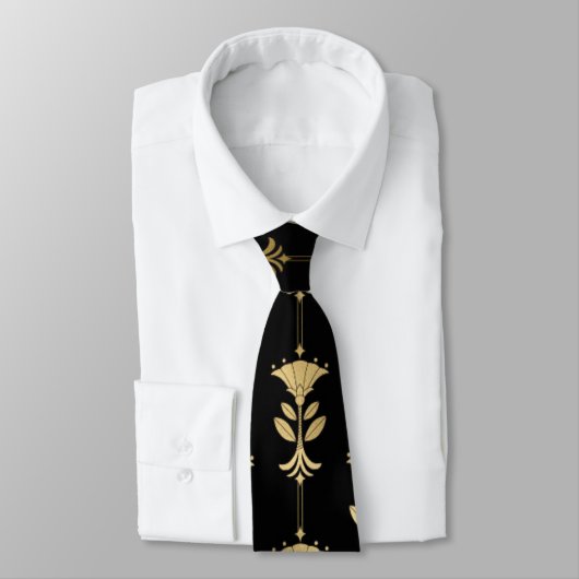 Cravate Motif de décoration noir et or (Attaché)