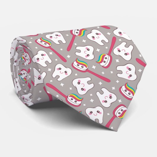 Cravate Motif de dents d'arc-en-ciel (Roulé)