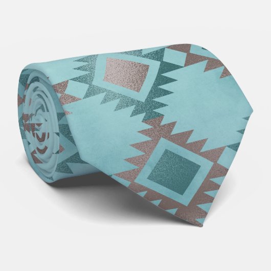 Cravate Motif de design Turquoise bleu sud-ouest Aztec (Roulé)