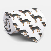 Cravate Motif De Dessin Cartographique Noir Et Tan Rottwei (Roulé)