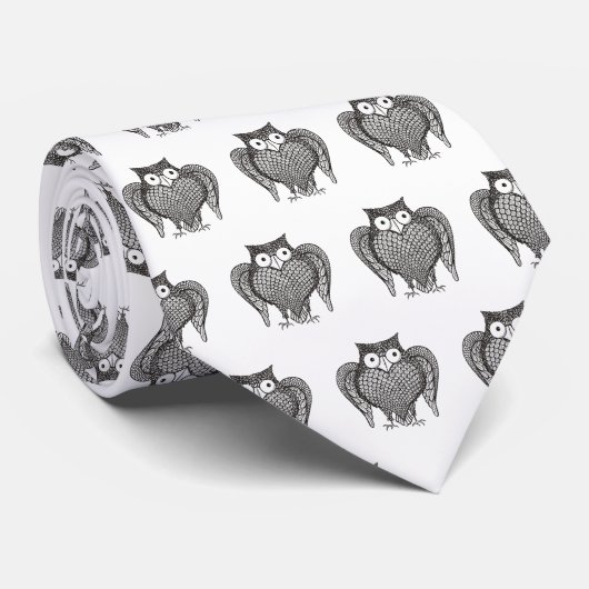 Cravate Motif de dessin de hibou (Roulé)
