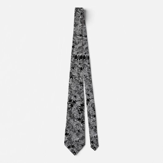 Cravate Motif de dessin de reptile monstre bizarre (Devant)