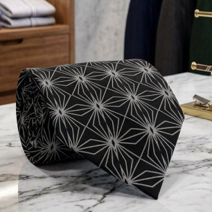 Cravate Motif de dessin en ligne gris et noir du milieu du