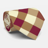 Cravate Motif de diagonale En vichy Bourgogne, Tan et Crèm (Roulé)