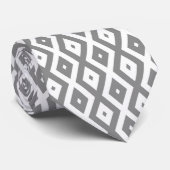 Cravate Motif de diamants gris et blanc (Roulé)