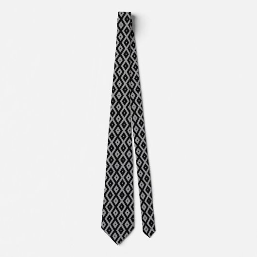 Cravate Motif de diamants gris et noir (Devant)