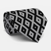 Cravate Motif de diamants gris et noir (Roulé)