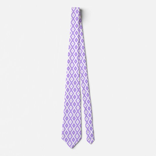 Cravate Motif de diamants violet et blanc (Devant)