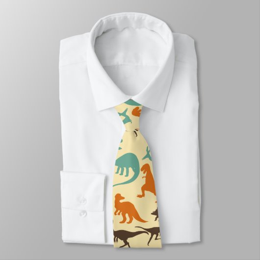Cravate Motif de Dinosaur Silhouette (Attaché)