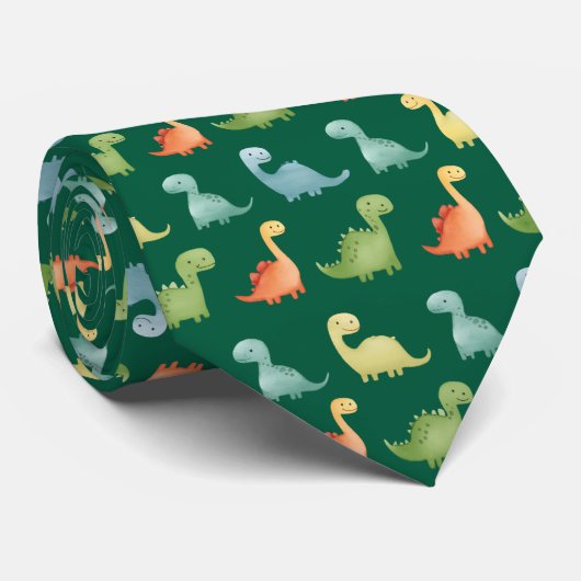 Cravate Motif de dinosaure à l'aquarelle mignon (Roulé)