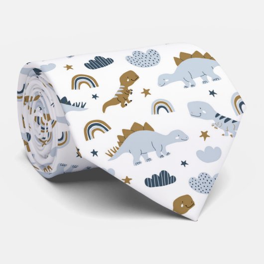 Cravate Motif de dinosaure arc-en-ciel mignon (Roulé)